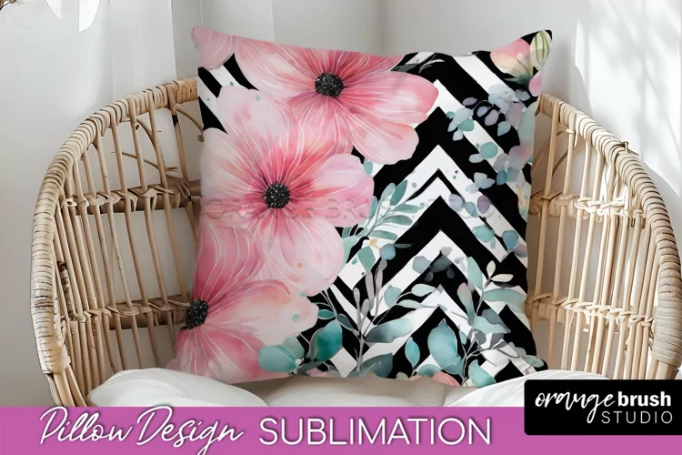 Watercolor Flowers Pillow Cover - Summer Pillow Sublimation