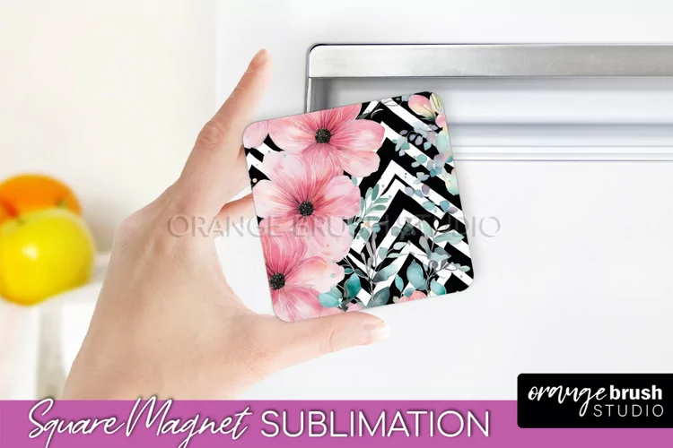 Pink Flowers Magnet Sublimation - Watercolor Magnet Design