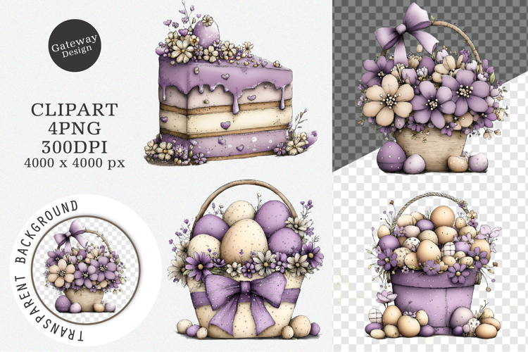 Watercolor Purple Easter Clipart