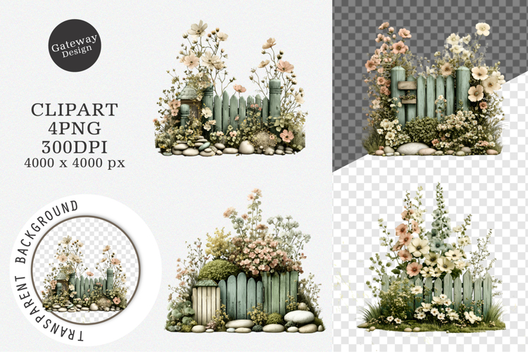 Watercolor Summer Garden Clipart