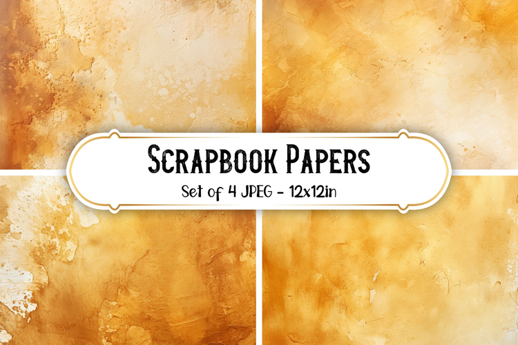 4 Watercolor Sunny Brown Scrapbook Paper Backgrounds