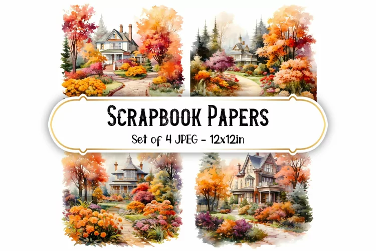 4 Watercolor Victorian Garden Backgrounds | Scrapbook papers