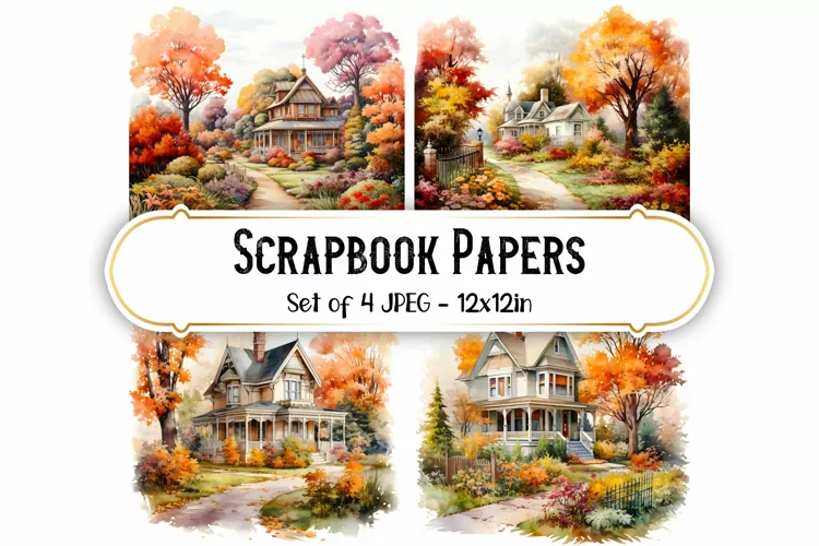 4 Watercolor Victorian Garden Backgrounds | Scrapbook papers