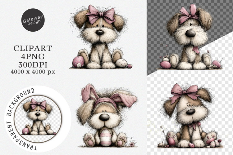Whimsical Easter Dogs Clipart