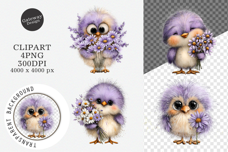 Whimsical Spring Birds Clipart