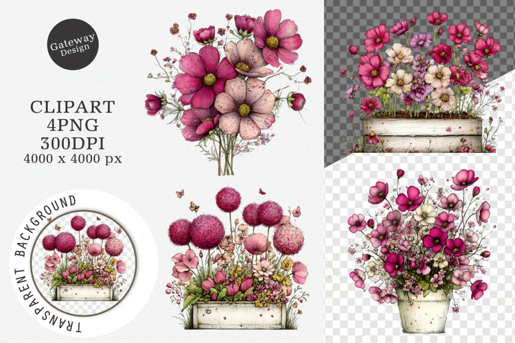 Whimsical Spring Flowres Clipart,Spring Flowres