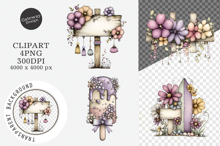 Whimsical Summer Wooden Sing Clipart