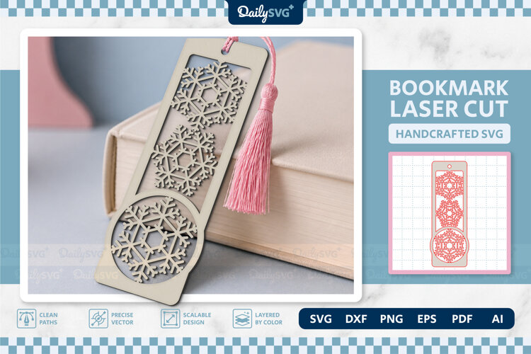 Winter Snowflake Bookmark SVG | Christmas Cut File example image 1