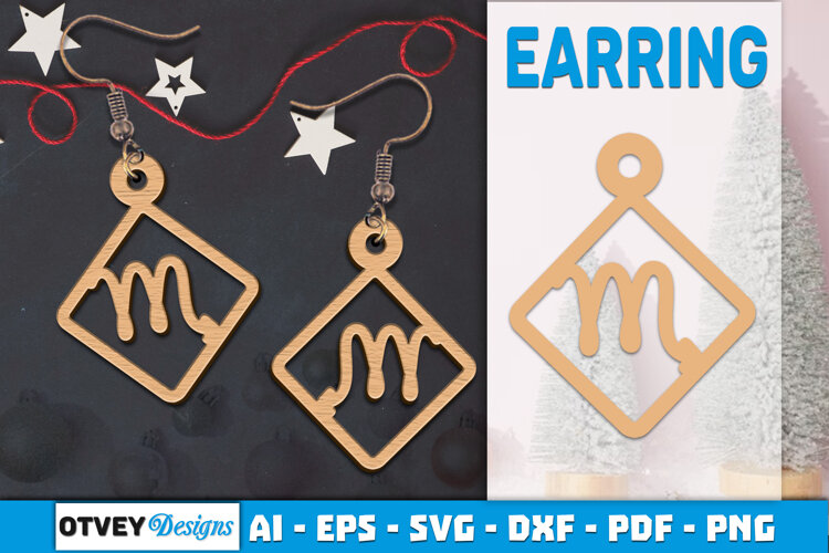 Zodiac Earring Lasercut | Earring Design Lasercut example image 1