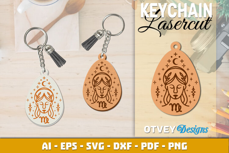 Zodiac Keychain Lasercut | Keychain Design Lasercut example image 1