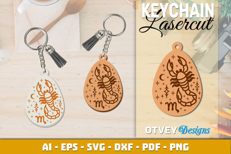 Zodiac Keychain Lasercut | Keychain Design Lasercut example image 1
