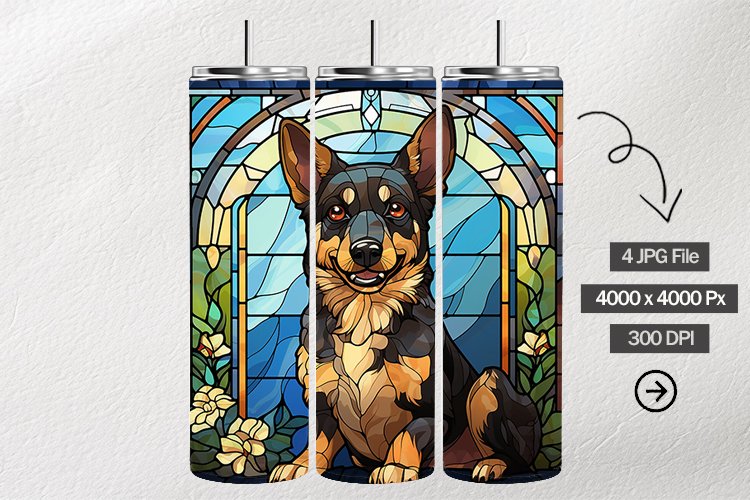 Dog Stained Glass Square Coaster - 04 Variations example image 1