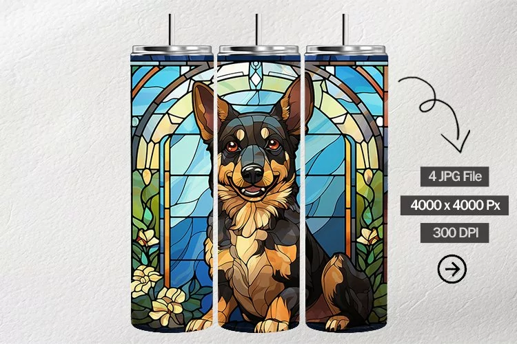 Dog Stained Glass Square Coaster - 04 Variations