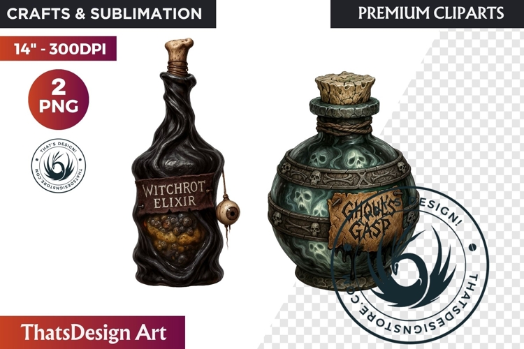 Halloween Hags Potions PNG Clipart spooky gothic bottle