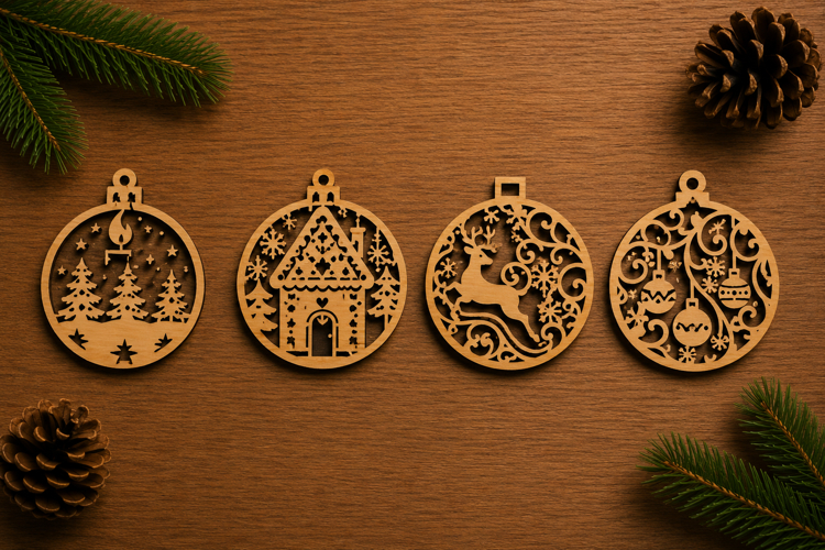 Christmas Bauble Ornament Laser Cut Files Bundle