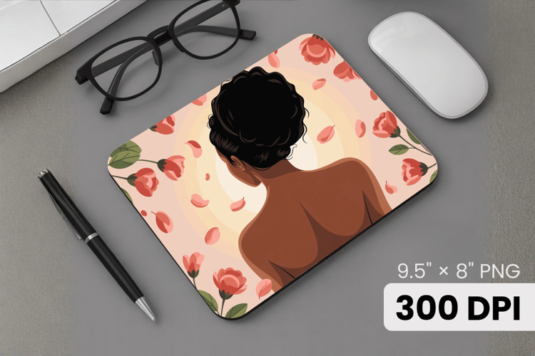 Afro Girl / Woman braided hair Mouse Pad, Black Queen PNG