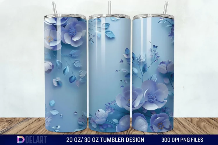 3D Painted Flower Tumbler Wrap