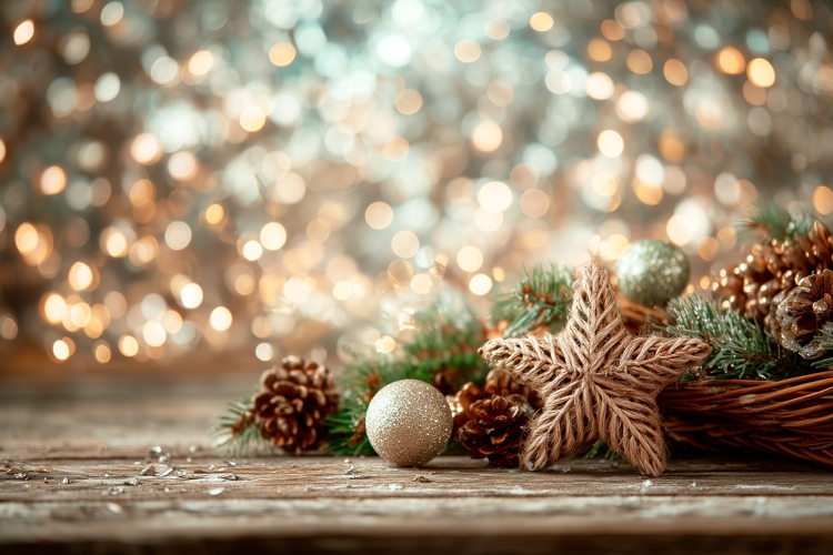 Christmas Lights Background PNG, Winter Background Mockup