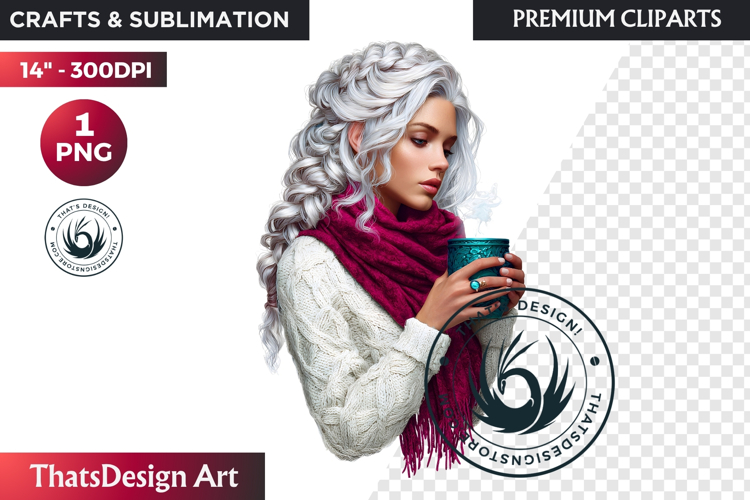 Cosy Winter Girl Clipart, Fashion Girl PNG, christmas