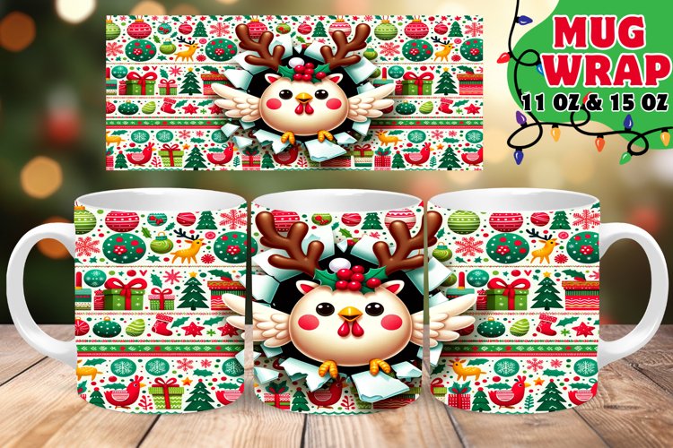 Winter 3D Cartoon Jolly Mug Wrap 15oz Printable