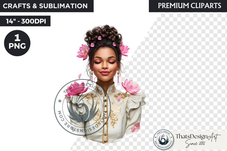 Royal Lotus Princess Fantasy Goddess Floral Clipart