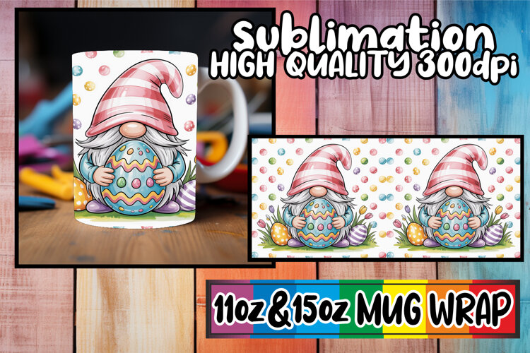 Playful afternoons 11oz 15oz sublimation wrap, Easter Gnomes example image 1