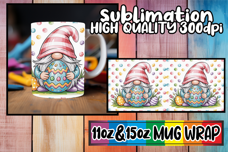 Playful afternoons 11oz 15oz sublimation wrap, Easter Gnomes