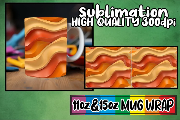 Colorful Pattern Symphony: Sublimation Mug Wrap