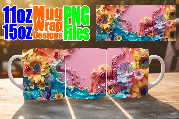 Sublimation Mug Wrap - 3D Animals Spring Art