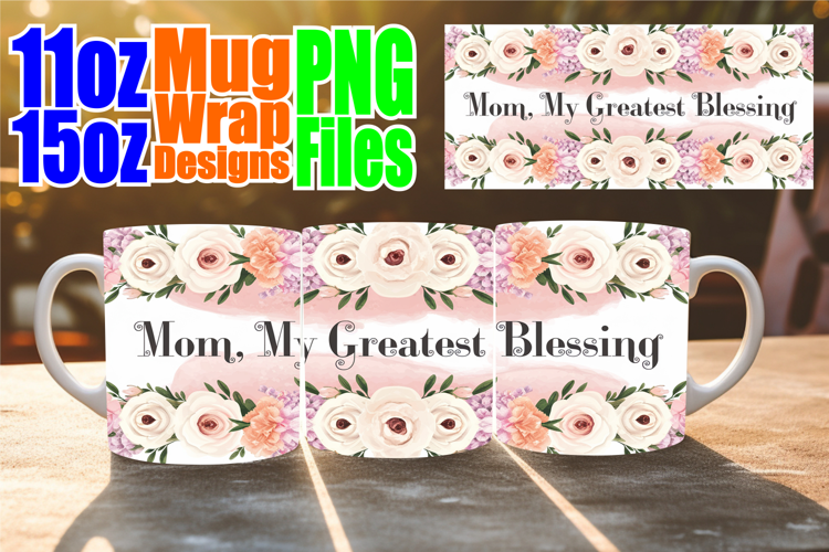 Timeless charm sublimation 11oz 15oz mug wrap, Mother's Day