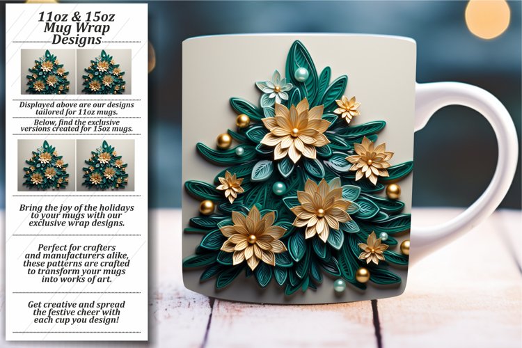 Radiant Sparkle for Christmas Tree Glossy Mug Wrap in 3D