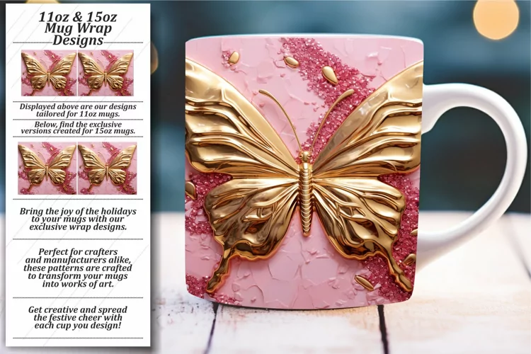 Vintage Charm in Glossy 3D: Mug Wrap 11oz 15oz