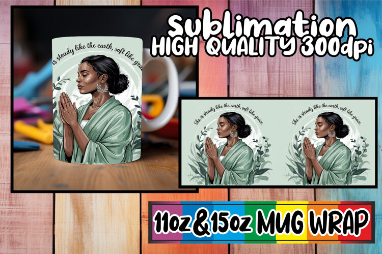 Radiant moments sublimation mug wrap, Praying Woman example image 1