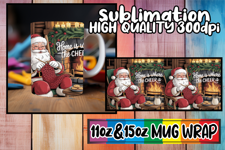Cheerful memories 11oz 15oz sublimation wrap, Funny Santa