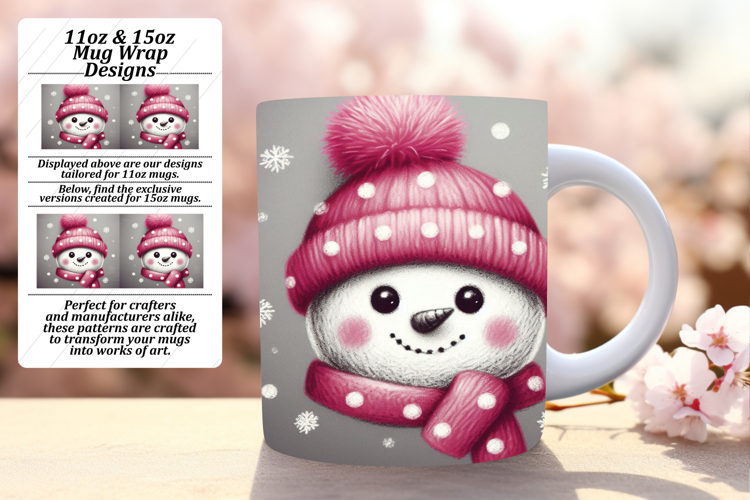 Trendy 11oz Mug Wrap Png Artwork , Snowman