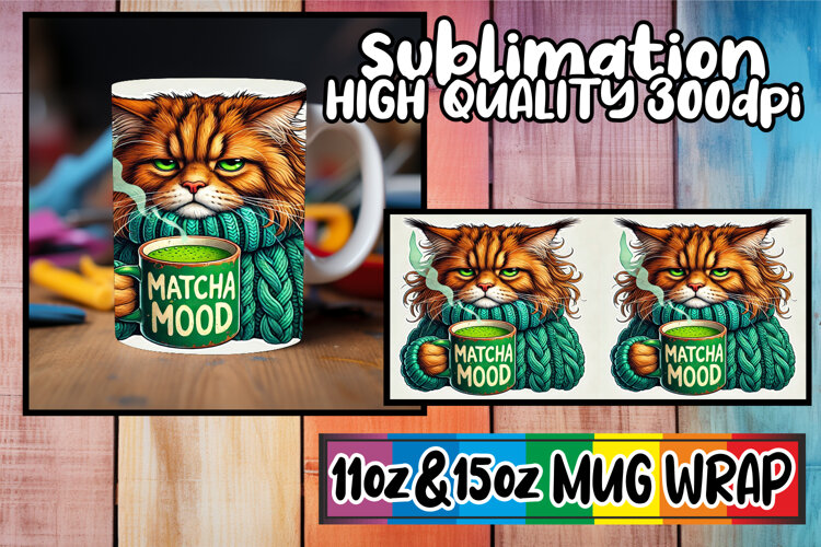 Cheerful smiles 11oz 15oz sublimation wrap, Grumpy Cat example image 1