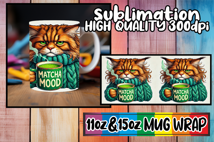 Cheerful smiles 11oz 15oz sublimation wrap, Grumpy Cat