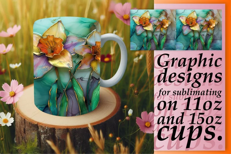Enchanting 3D Flower Dream Mug Wrap: Sublimation