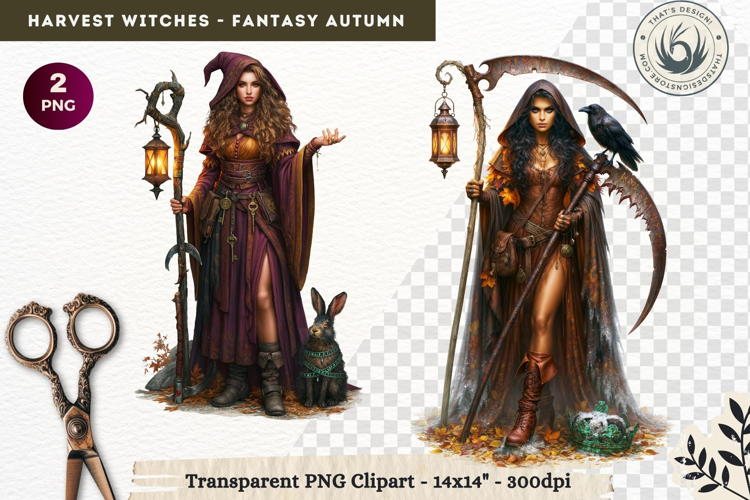 Harvest Witch Clipart Autumn Cottagecore Apothecary PNG RPG