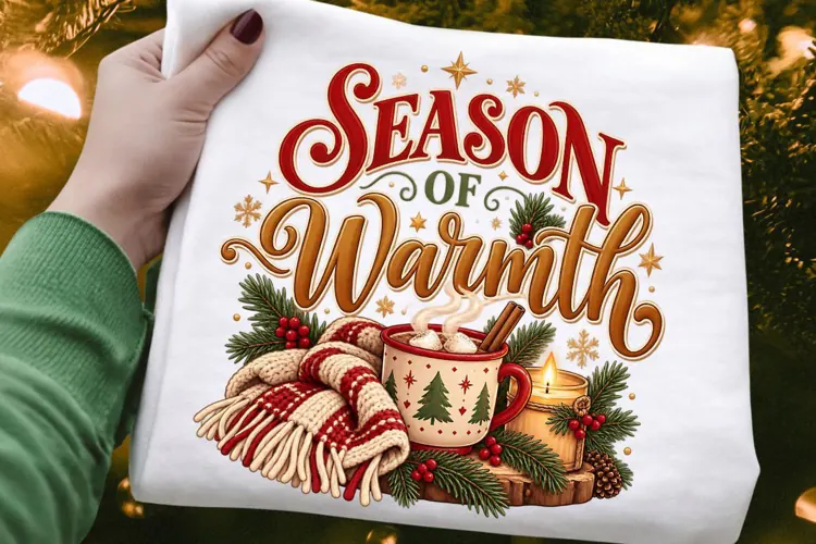 Season of Warmth Christmas PNG, Cozy Winter Cocoa & Candle