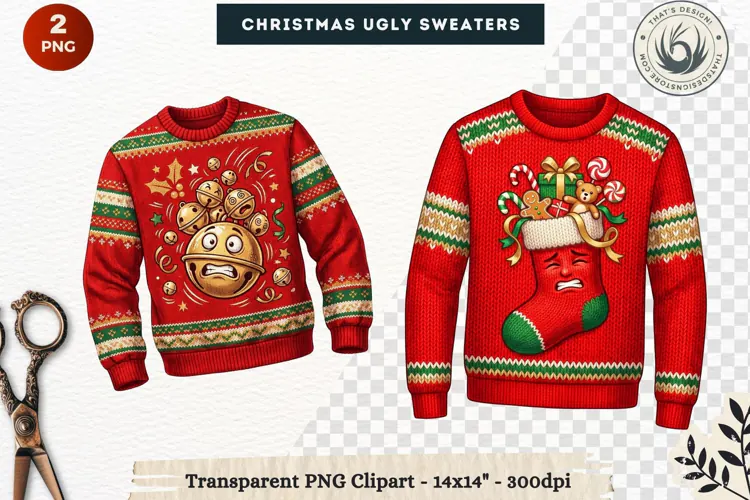 Christmas Ugly Sweaters Clipart Holiday Winter Sweater PNG