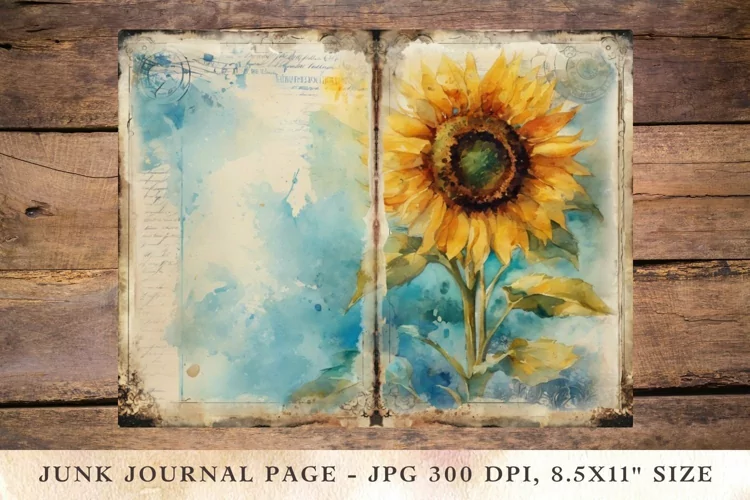 Printable Junk Journal Pages sunflower 12
