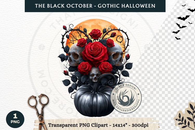 The Black October Gothic Halloween Clipart, Horror character