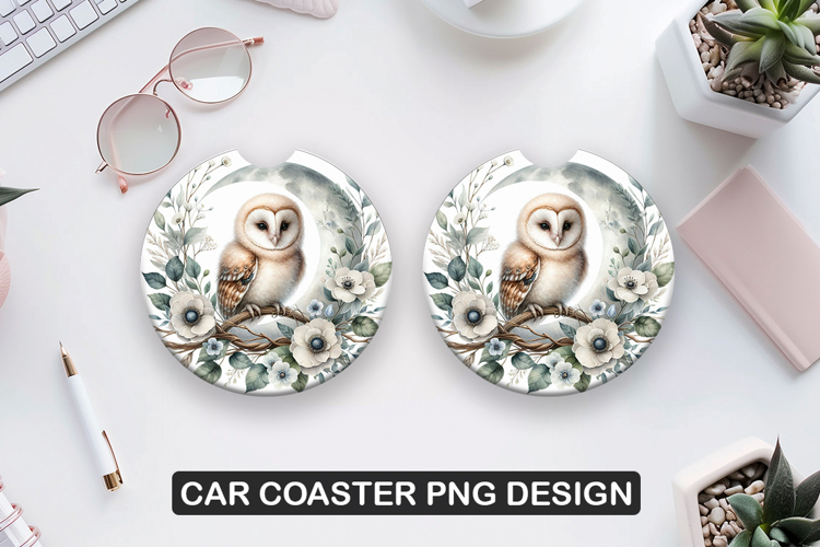 Owl Car Coaster Sublimation| Animal Coaster PNG