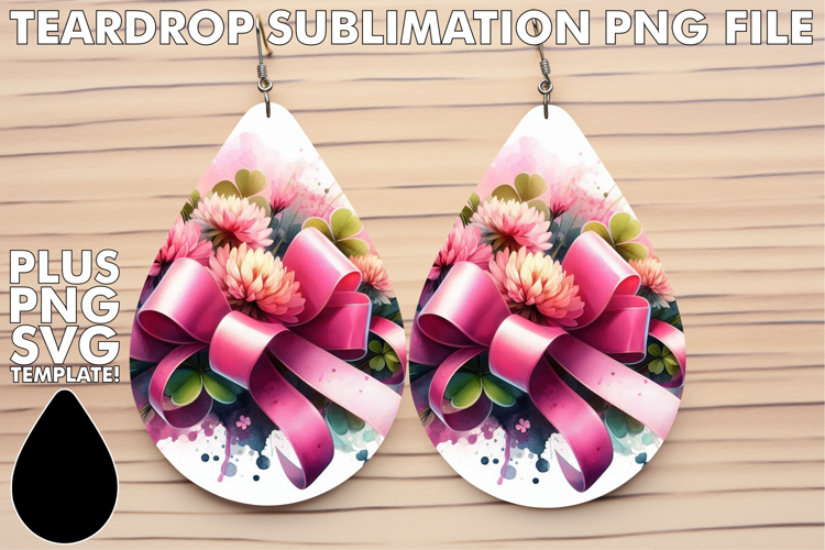 Enchanted TEARDROP Earrings Art PNG, Flowers
