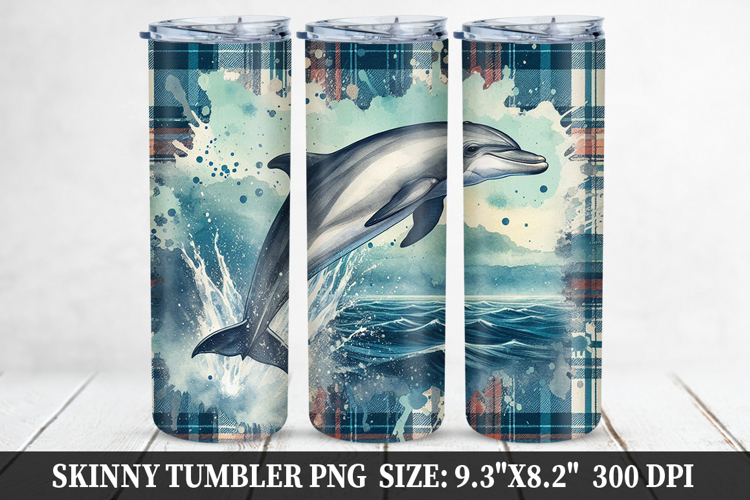 Dolphin Skinny Tumbler 20oz Wrap Design, Animal Tumbler Wrap