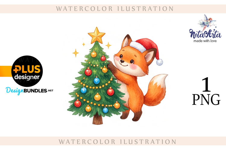 Illustration of a cute Christmas fox