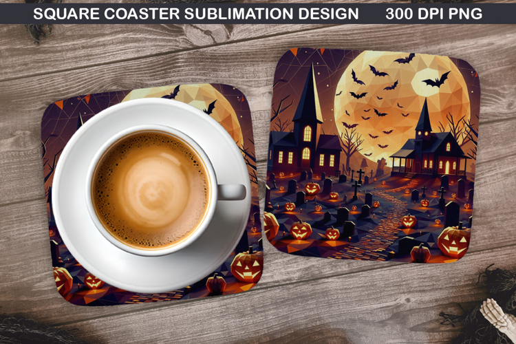 Homes Coaster Sublimation, Halloween Coaster PNG Design
