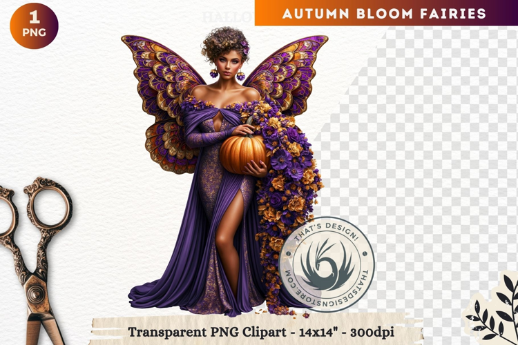 Autumn Bloom Floral Fairy Clipart, Mythical Fantasy PNG