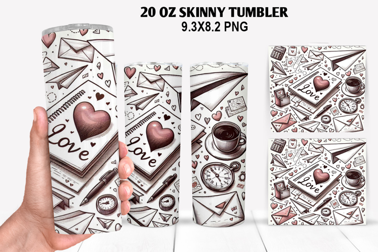 Valentine Skinny Tumbler 20oz Wrap Design, Valentine Tumbler